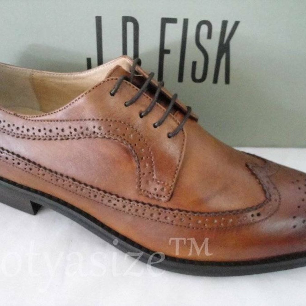 J.D. FISK MEN'S GERA TAN‎ LEATHER WINGTIP OXFORD